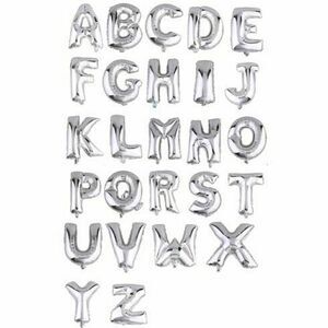 ALPHABET Letters Silver Foil Balloon Party Birthday Name Event Air Heli